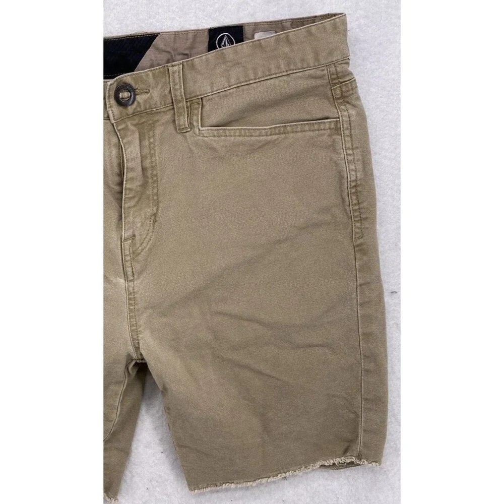 Volcom True To This Khaki Tan Stretch Skate Shorts Mens 31 Cutoff - Picture 12 of 12